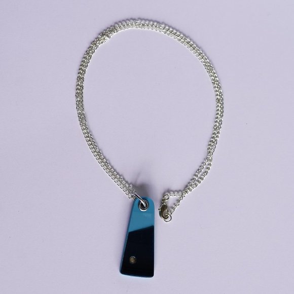 Two-tone Blue Vinyl Record Pendant with Swarovski - Picture 3 of 5
